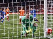 Der niederländische Keeper Jasper Cillessen konnte den Strafstoß nicht parieren. Foto: Stanley Gontha