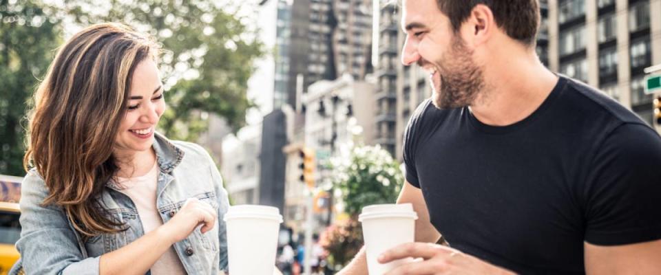 couple having coffee at a cafe