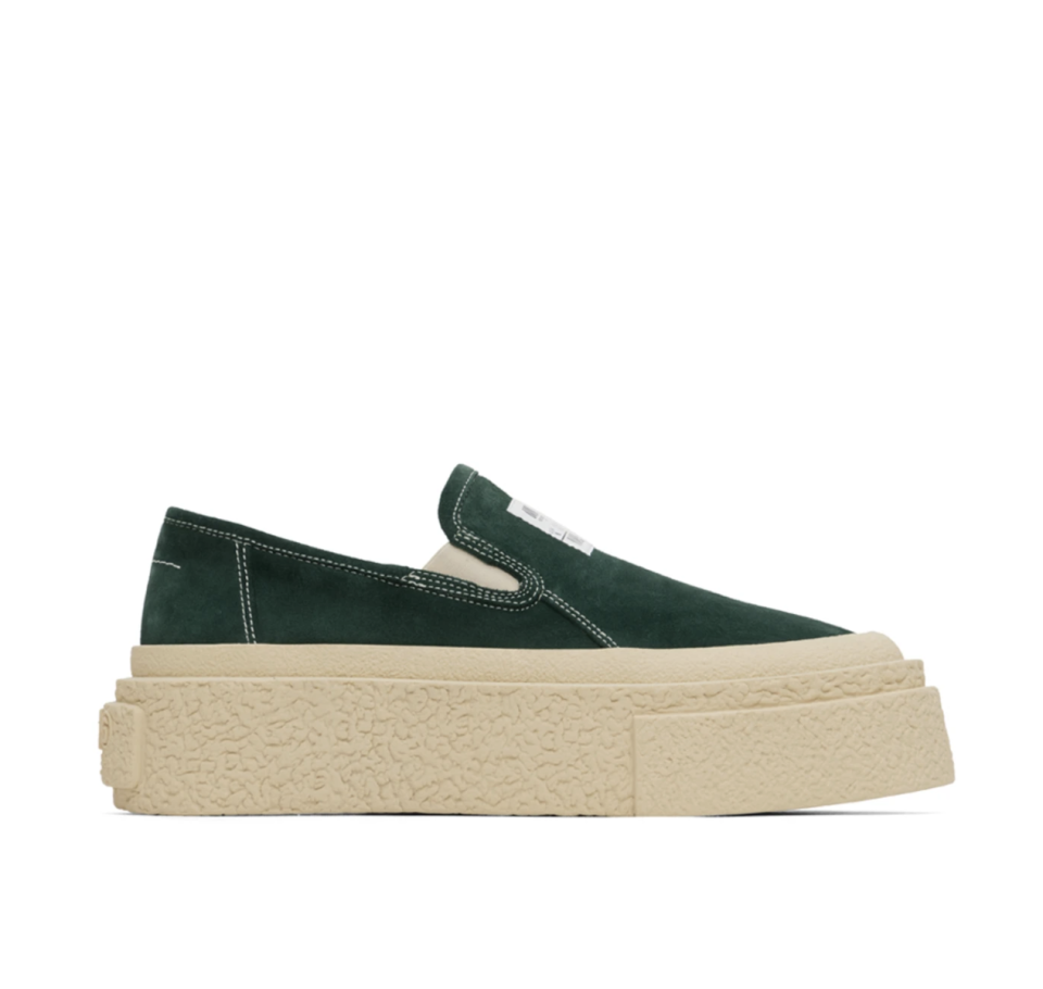 Green Platform Slip-On Sneakers