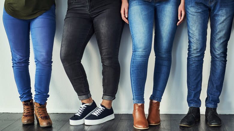 Different styles of jeans