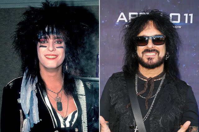 <p>Paul Natkin/Getty; Tasia Wells/Getty</p> Nikki Sixx in 1985 and 2019