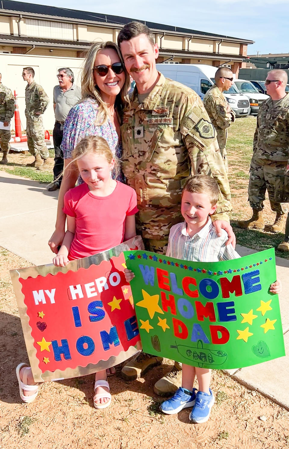 The Clegg family, reunited, at Dyess Air Force Base. (Courtesy Maxine Clegg)