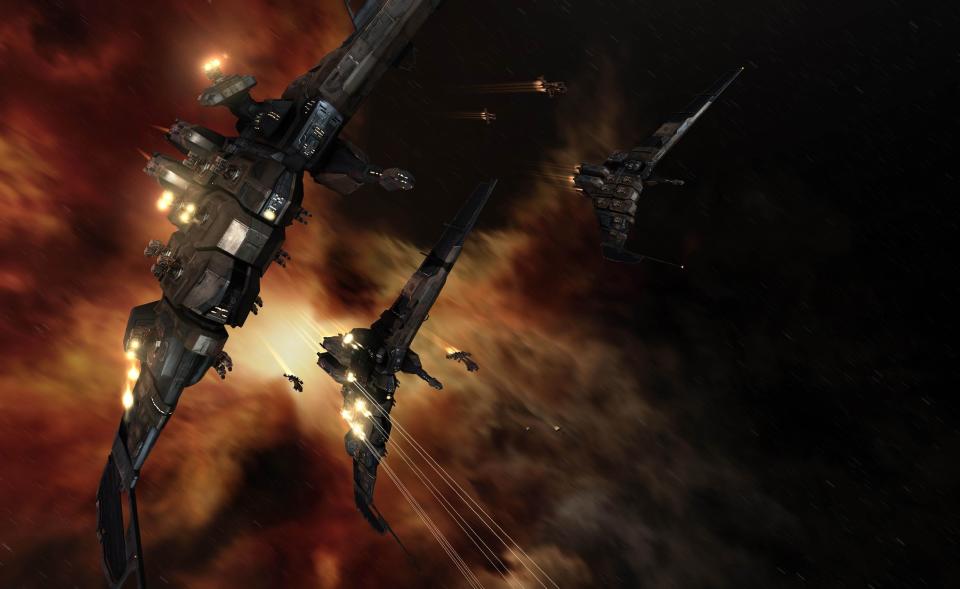 FILE - This undated publicity file image provided by CCP Games shows a screenshot from the game "EVE Online." An unpaid bill in the online role-playing game "EVE Online" has led to a virtual space battle involving thousands of players with losses equaling more than $150,000 in real-world money. The siege on Monday, Jan. 27, 2014 marks the bloodiest battle in the game's 10-year history. (AP Photo/CCP Games, File)
