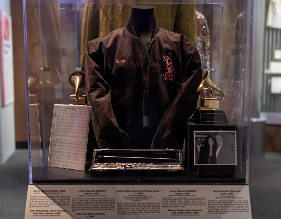 Part of the Henry Mancini display case at the Rock and Roll Hall of Fame & Museum in Cleveland.