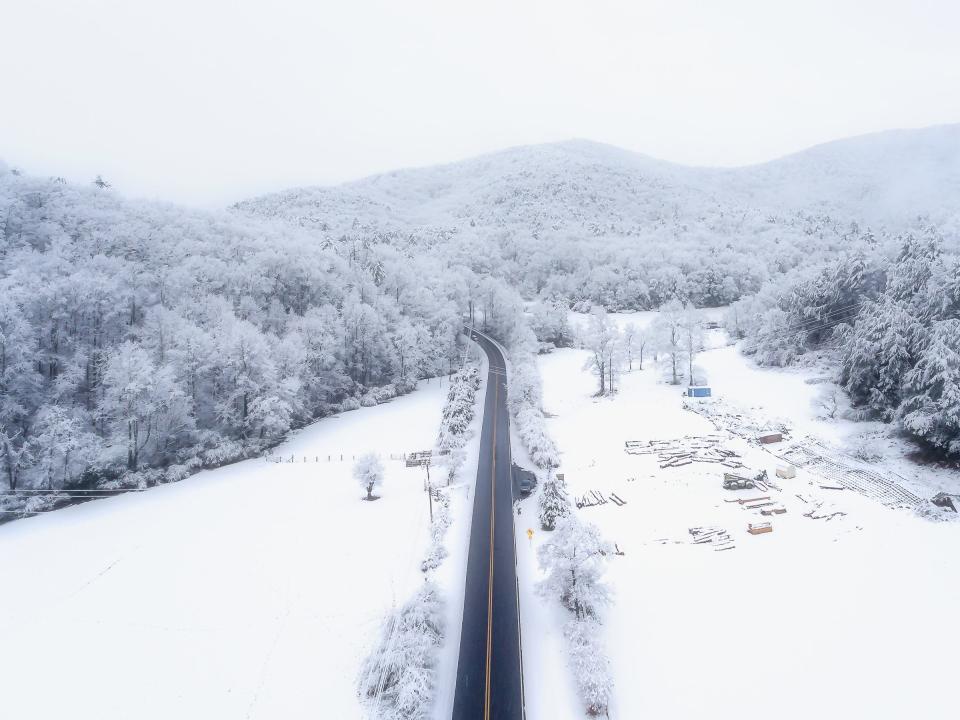 The snow-filled mountains in Georgia.