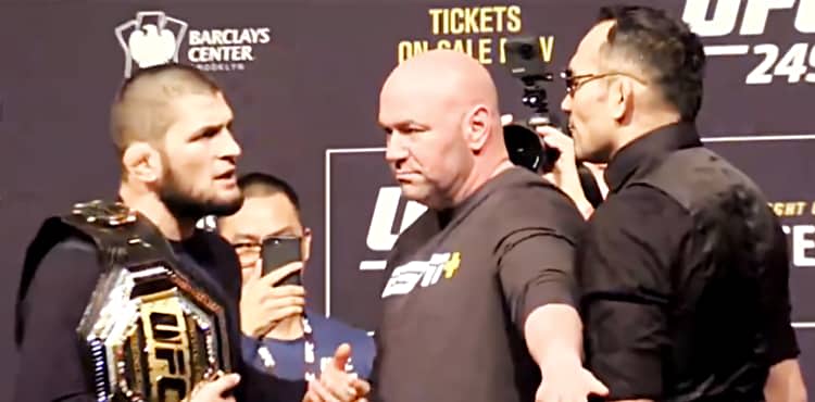 UFC 249 Khabib and Ferguson face-off