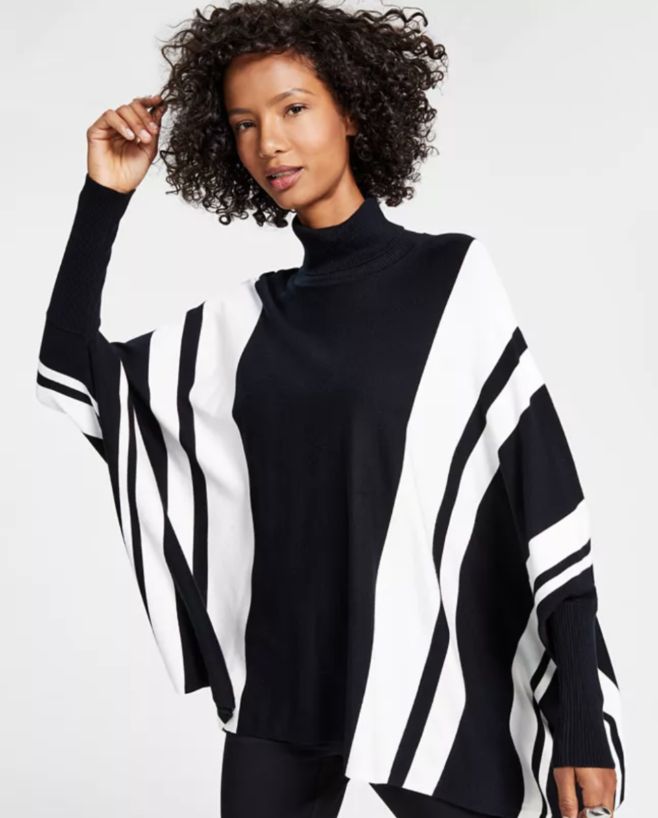 25) Alfani Striped Turtleneck Poncho Sweater