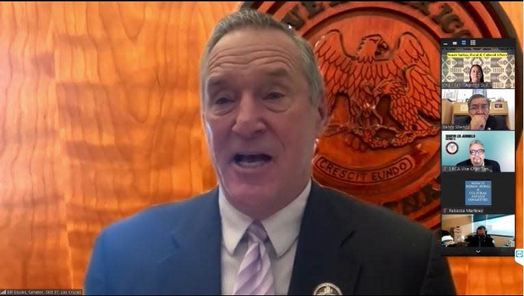 New Mexico Sen. William Soules, D-Las Cruces, speaks during a meeting of the state Senate Indian, Rural and Cultural Affairs Committee on Tuesday, Feb. 2, 2021.