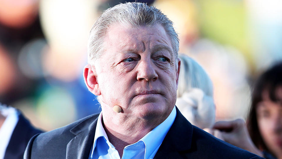 Phil Gould is pictured on the sidelines of a 2019 NRL match.