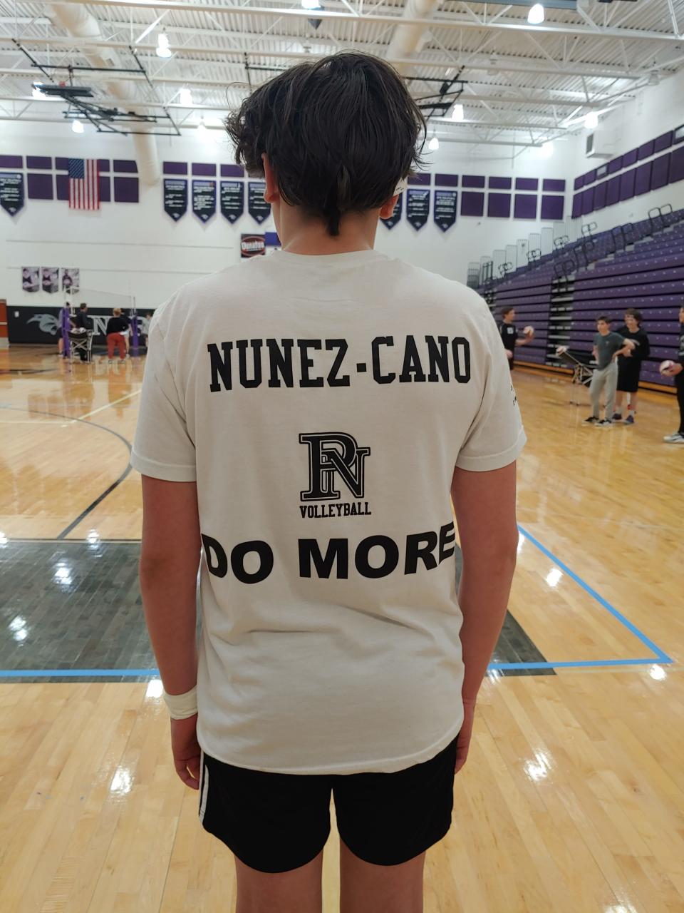 Drew Vensko and several Panthers wear T-shirts with Andres Nunez Cano's name on the back.