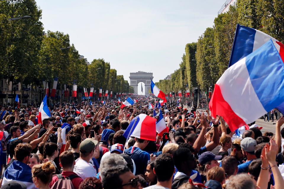 French flags fly.