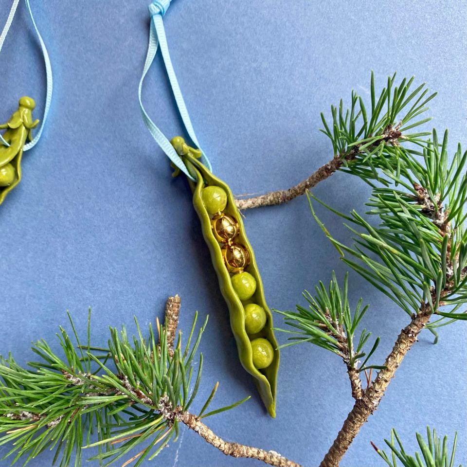 Two Gold Peas in a Pod Christmas Decoration, from £34.50, Minnie Mae