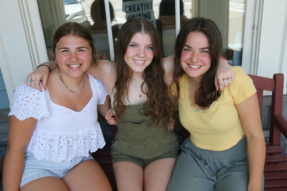 Chloe Whitbread, left, Lucy Patterson and Maxine Adelson and are York High School students pushing for a town ordinance banning single-use plastics in retail stores and restaurants.