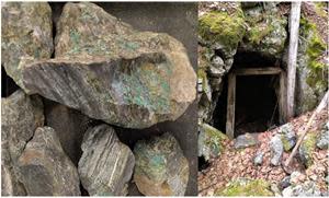 A060029 4Shore disseminated sulphide in meta tuff VG in fractures assaying 21.3 g/mt Au and ‘turn-of the-century Adit