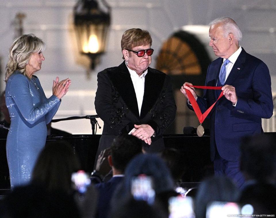Jill Biden, Elton John, and Joe Biden