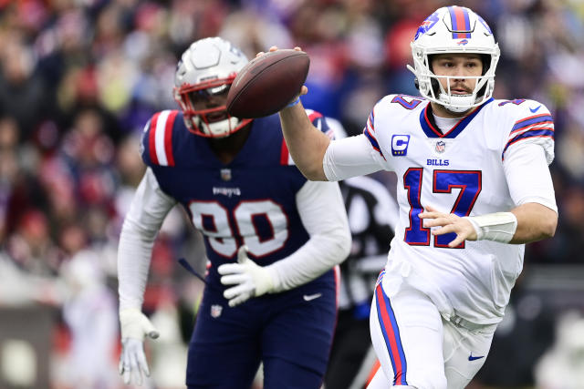 Joe Burrow of the Cincinnati Bengals hugs Josh Allen of the Buffalo News  Photo - Getty Images