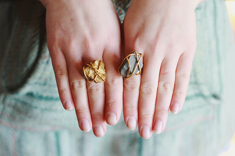 DIY Golden Stone Rings