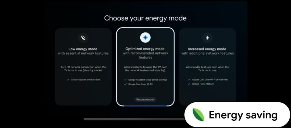 Google TV new energy modes
