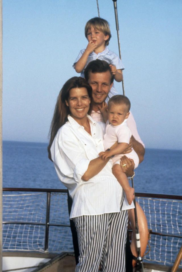 UNDATED: Princess Caroline of Monaco in a boat together with her husband Stefano Casiraghi, and their two children Andrea and Charlotte. . (Photo by Mondadori via Getty Images)