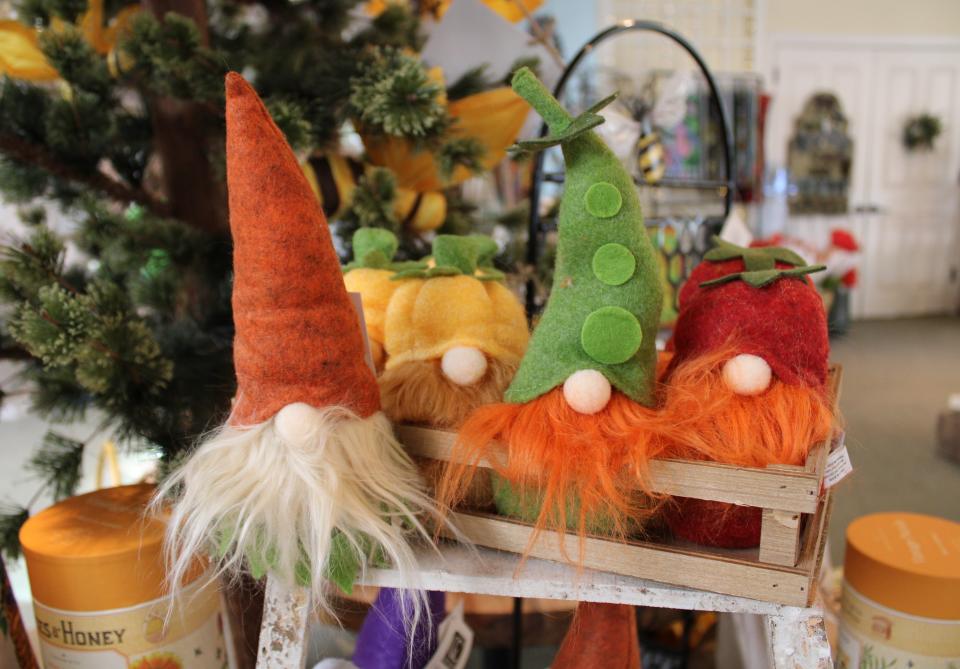 Vegetable gnomes for sale in the Garden Shop at Lewis Ginter Botanical Garden in Richmond, Va.