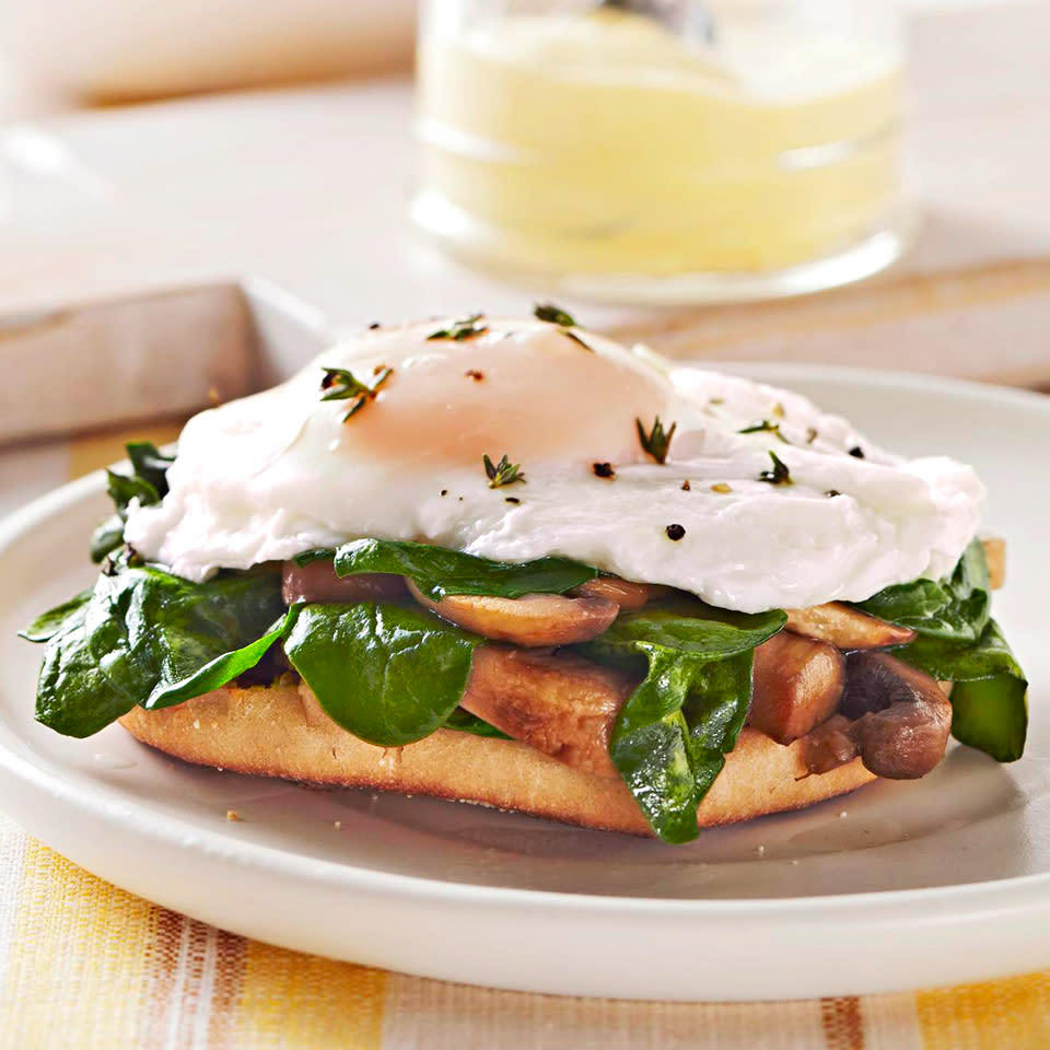 Mushroom-Spinach Eggs Benedict