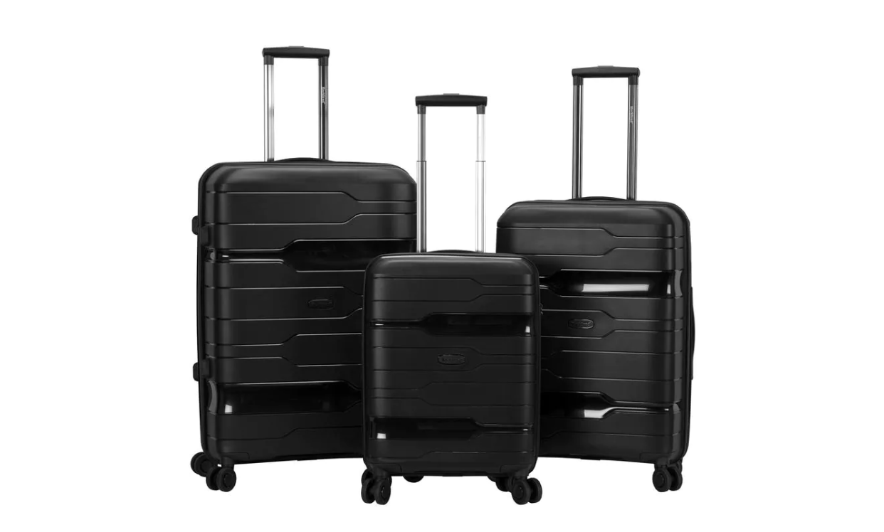 Score half off this top-rated luggage trio, made of sturdy hard-side polypropylene. (Photo: The Home Depot)