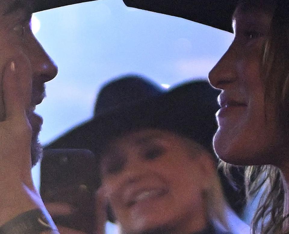 arlington, texas march 08 adan banuelos and bella hadid attend the american performance horseman by teton ridge at globe life field on march 08, 2024 in arlington, texas photo by click thompsongetty images for teton ridge