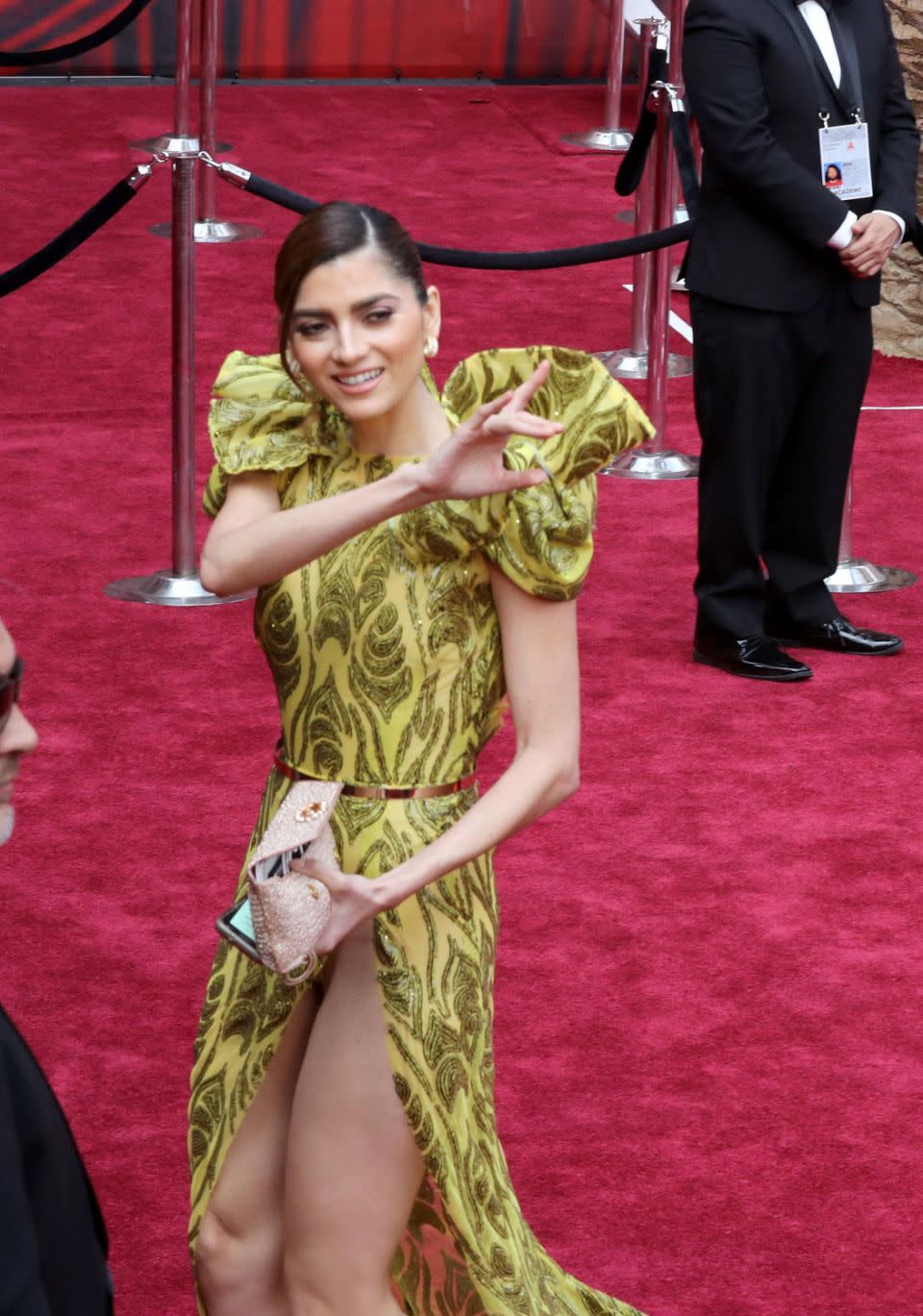 The Teen Star Academy actress arrived at the 2017 Academy Awards, in a floor-length yellow and gold dress that left little to the imagination thanks to an extremely daring side slit. Source: Getty
