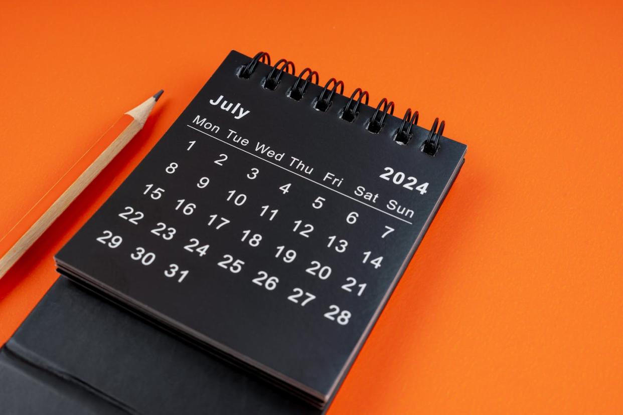 <a href="https://www.shutterstock.com/image-photo/july-2024-desk-calendar-pencil-on-2370979747" rel="nofollow noopener" target="_blank" data-ylk="slk:Smart Calendar/Shutterstock;elm:context_link;itc:0;sec:content-canvas" class="link ">Smart Calendar/Shutterstock</a>