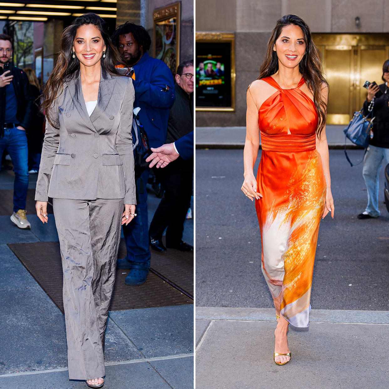 Olivia Munn Steps Out in Two Different Silky Outfits in One Day While ...