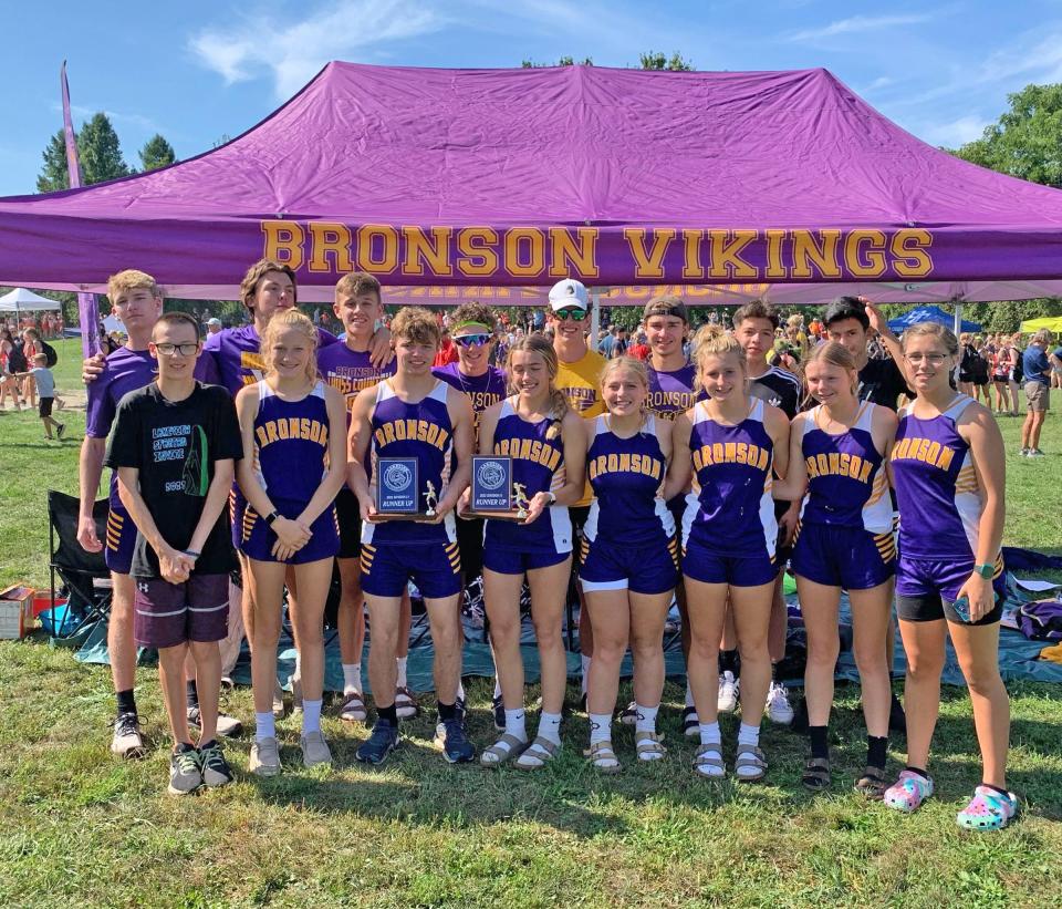 The Bronson boys and girls cross country teams both finished in second place at Saturday's Lakeview XC Invitational