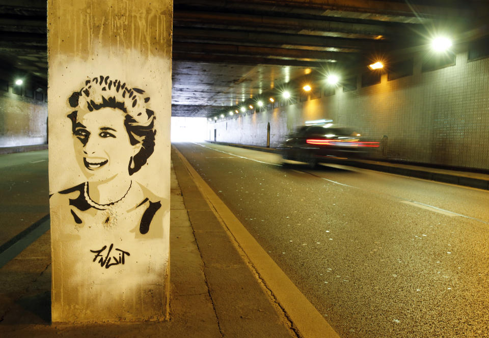 A portrait in tribute to Princess Diana by the French street artist alias 