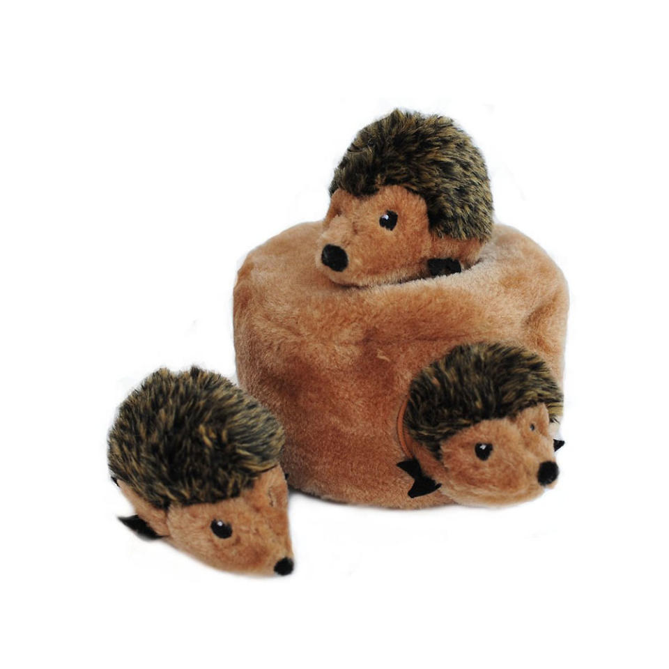 ZippyPaws Burrow Squeaky Hide and Seek Plush Dog Toy, Hedgehog Den