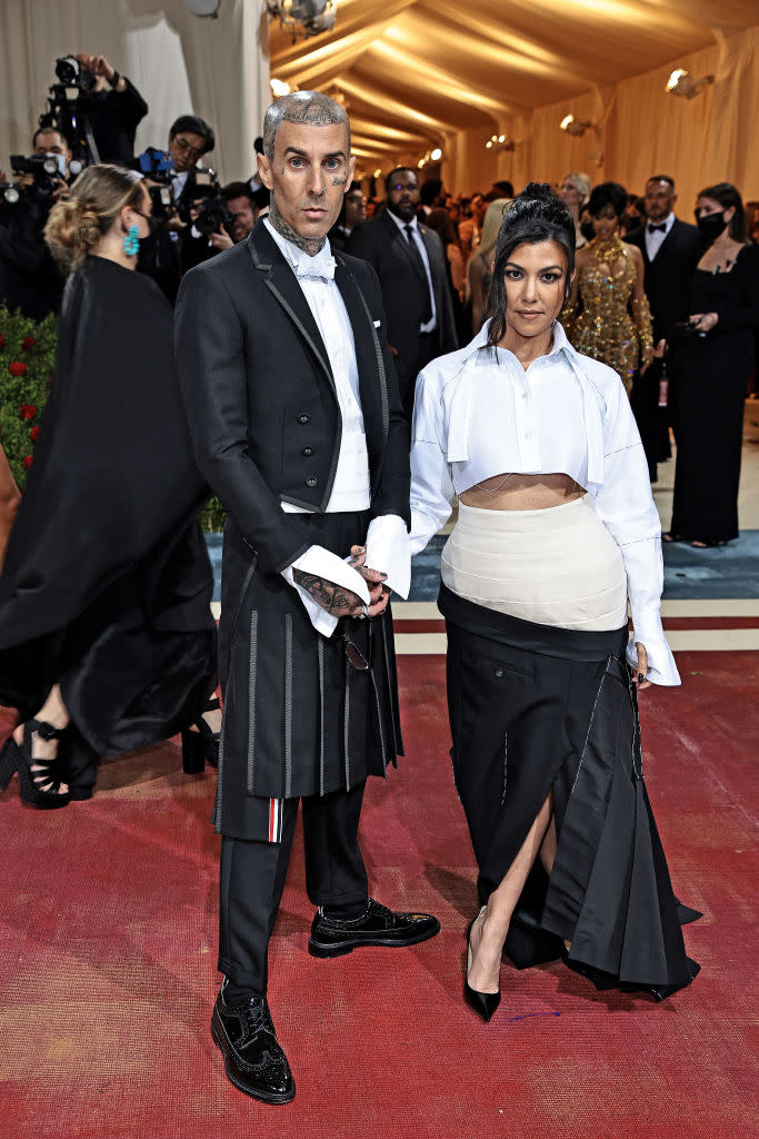 Travis Barker and Kourtney Kardashian attend the 2022 Met Gala on May 2, 2022.