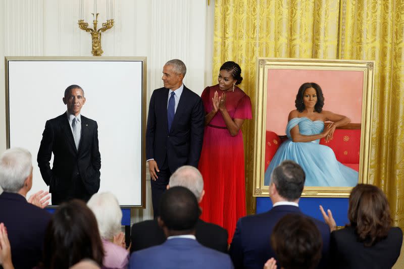 White House ceremony to unveil portraits of former U.S. President Barack Obama and former first lady Michelle Obama, in Washington