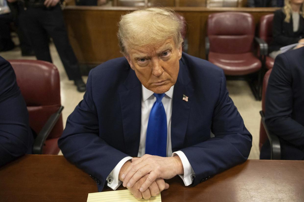 <span>Donald Trump in court in New York on 22 April 2024.</span><span>Photograph: Yuki Iwamura/UPI/Rex/Shutterstock</span>