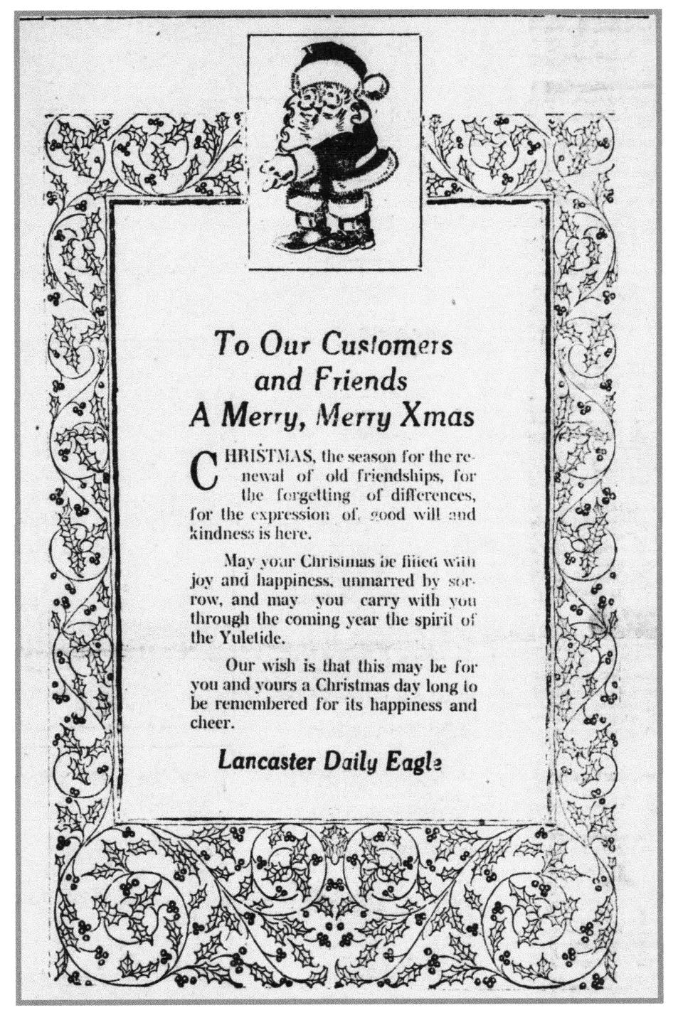 The Daily Eagle wished its customers in 1922 a merry, merry Xmas. (Daily Eagle 23 Dec. 1922).