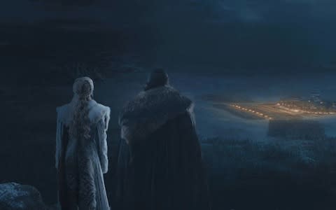 Jon and Daenerys in a scene from episode 3