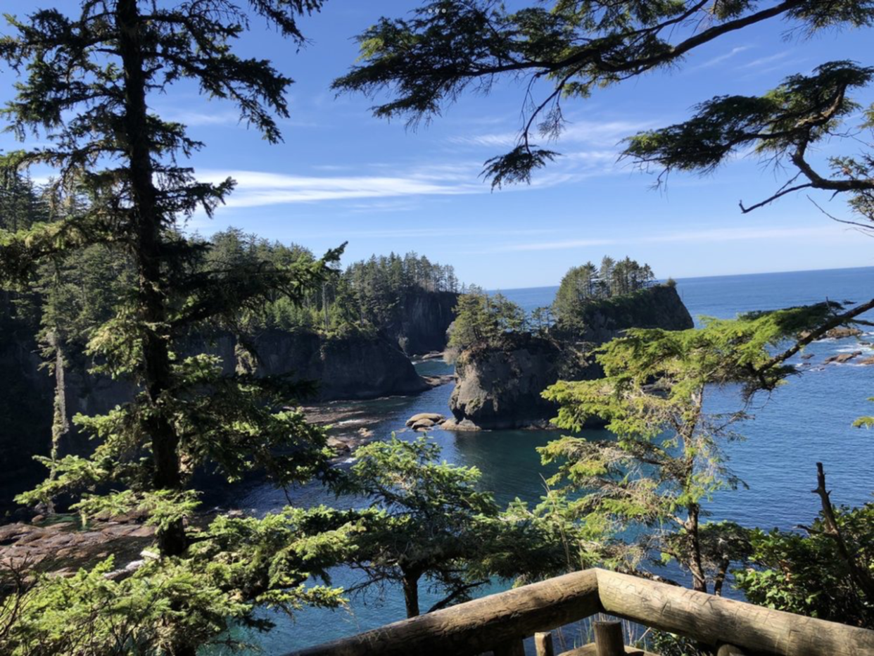 The view from Cape Flattery, Washington, looking southwest into the Pacific Ocean.