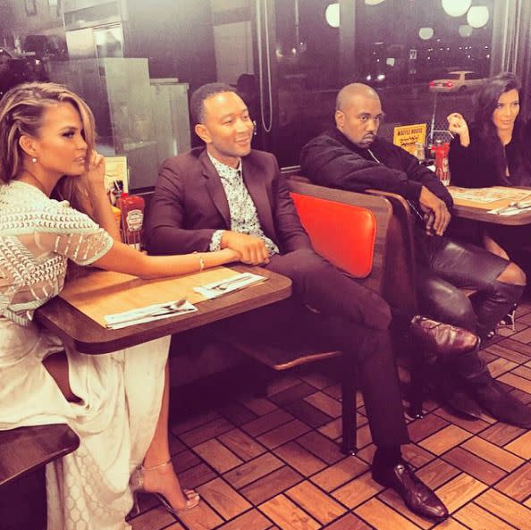 Chrissy Teigen, John Legend, Kanye West, and Kim Kardashian