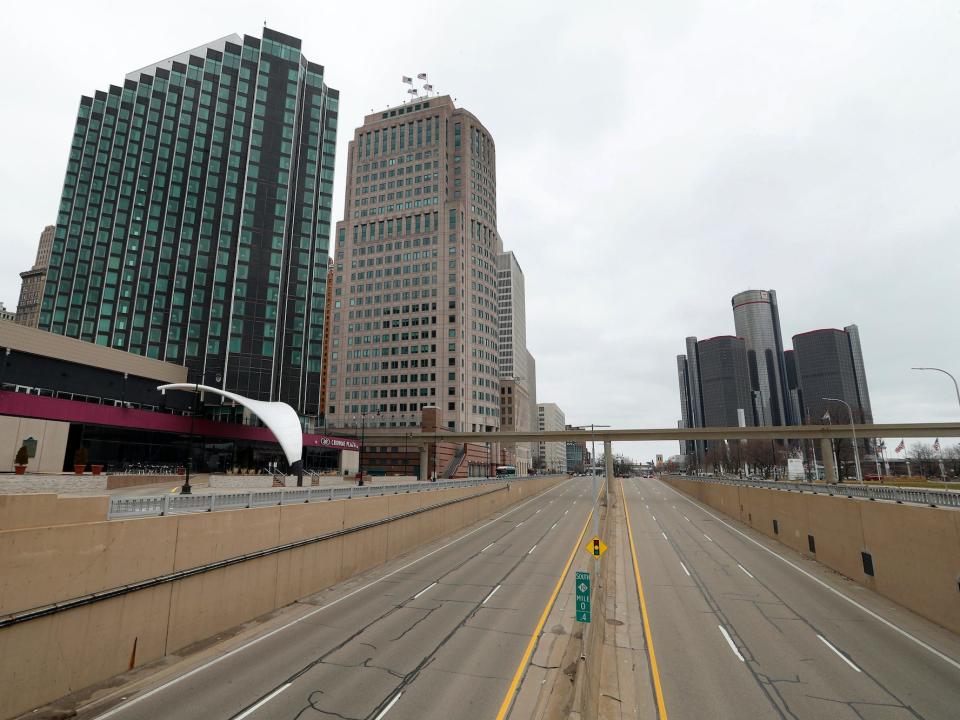 Detroit are shown Tuesday, March 24, 2020. Gov. Gretchen Whitmer told Michigan residents to stay at home beginning Tuesday, in her most sweeping order of the coronavirus crisis.