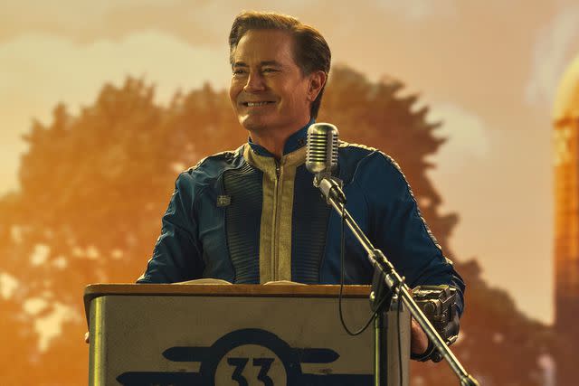 <p>Prime Video</p> Kyle MacLachlan as Overseer Hank in 'Fallout'.