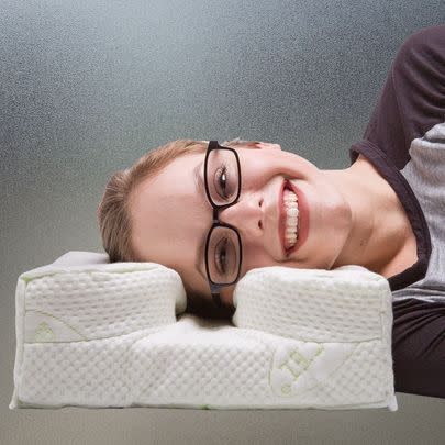 A cut-out pillow for glasses