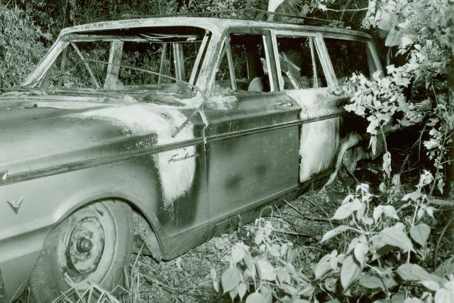 <p>FBI</p> Authorities located the burned out blue 1963 Ford station wagon on June 23, 1964. A witness later reported seeing the fire in the early morning of June 22.