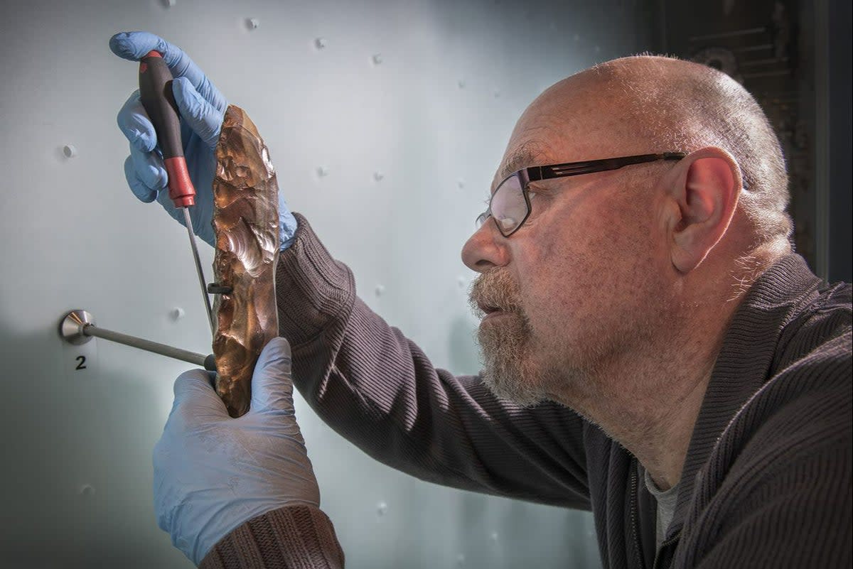 A tool used to fell trees more than 10,000 years ago has become the first item to be removed   (Museum of London )