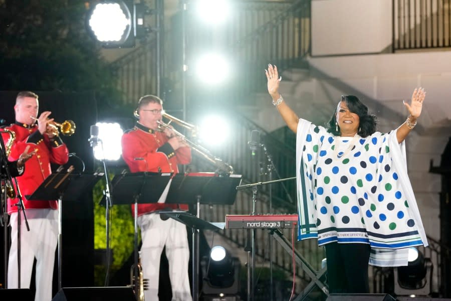 Patti Labelle performs during a Juneteenth concert on the South Lawn of the White House in Washington, Monday, June 10, 2024. (AP Photo/Susan Walsh)