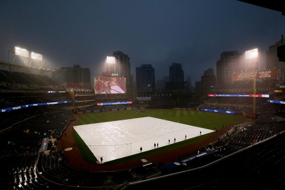 To possibly avoid a scene like this at Petco Park this weekend, MLB has rescheduled Sunday's Padres game against the Diamondbacks to be part of a split doubleheader on Saturday.