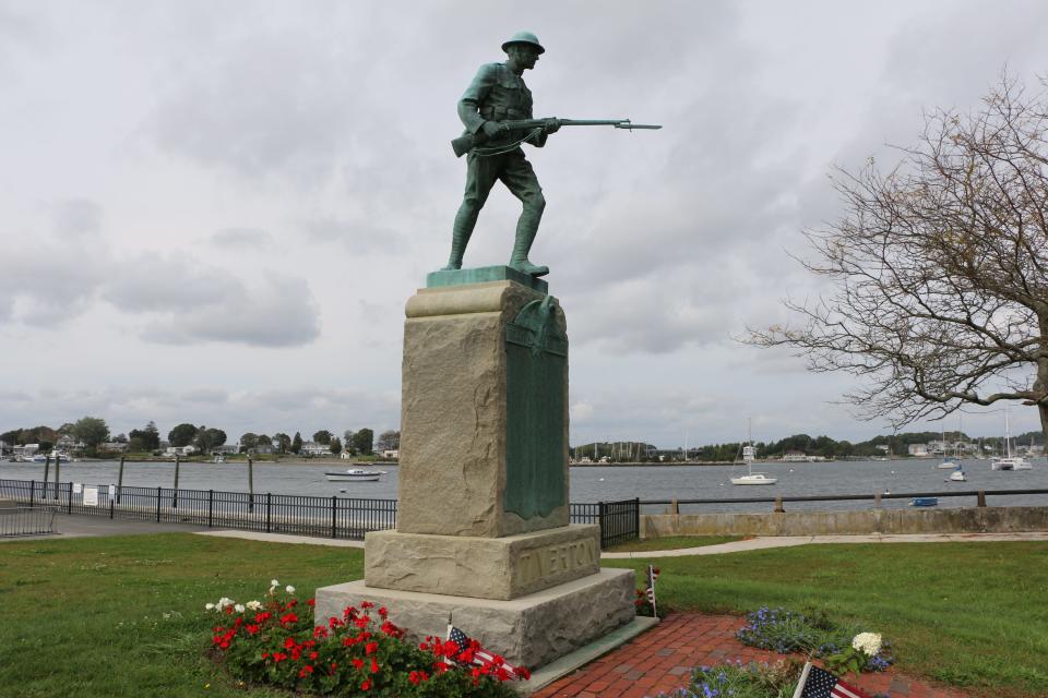 The Doughboy Statue at Tiverton’s Grinnell Beach.