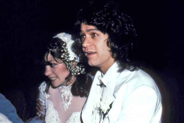 <p>Ron Galella/Ron Galella Collection via Getty</p> Valerie Bertinelli and Eddie Van Halen on their 1981 wedding day