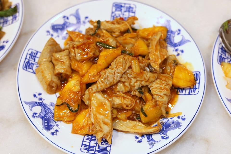 The most unusual dish is the Pork Intestines Stir-Fry with Pineapple, a combination that works so well that even the pineapple hater among us was converted.